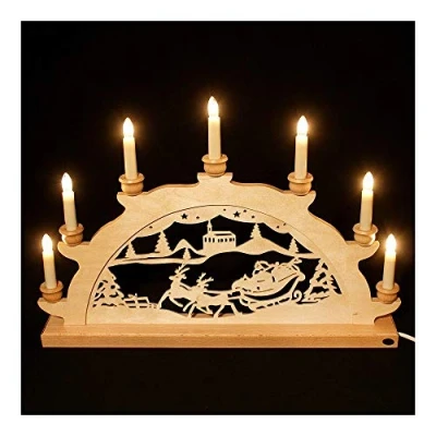 Abbildung von Holz Schwibbogen Lichterbogen aus dem Erzgebirge (Weihnachtsmann, 50 cm)