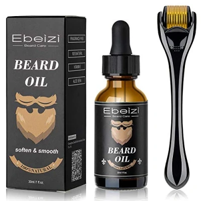 Abbildung von Ebeizi Bartwachstums Kit, Bartwachstumsöl Aktivator Serum, Bartroller für Männer, Dermaroller Bartpflege Werkzeuge Bart schnelles Wachstum und Verdickung