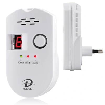 Abbildung von Gasmelder, LPG/Erdgas/Kohlengas Lecksucher, einsteckbarer Sensor Gasmonitor mit akustischem Alarm und LED Digitalanzeige, Methan Propan Butan für brennbare Gase in der Küche Krankenhausgarage