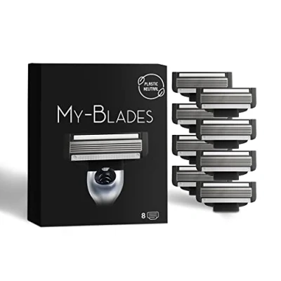 Abbildung von My Blades® Rasierklingen kompatibel mit Gillette Mach3 Plastikarm, Umweltfreundlich 8 Hochwertige Ersatzklingen 5 fach Klinge