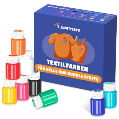 Abbildung von 7 Artists Textilfarbe Waschmaschinenfest Stoffmalfarben Waschfest x 20 ml