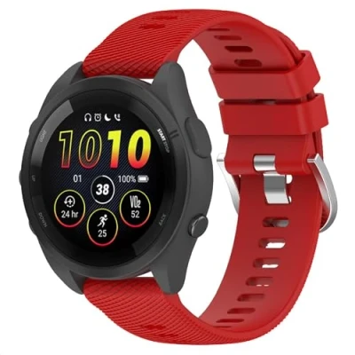 Abbildung von GIOPUEY Armband Kompatibel mit Garmin Forerunner 165, Weiches Silikon [Verschleißfest] [Atmungsaktiv] Ersatzarmband red