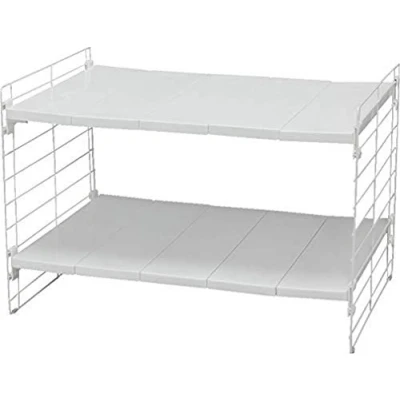 Abbildung von Iris Ohyama, Regal, Schrankorganizer, Unterschrank, Ausziehbar, Kunststoffaufbewahrung für Küchenschränke, Speisekammer, Lebensmittel und Utensilien Telescopic Rack 2 tier USD 2V Weiß