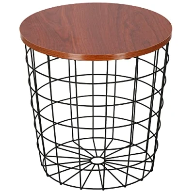 Abbildung von SPRINGOS Beistelltisch Couchtisch Drahttisch Rund 39 x 40 cm Korbtisch Metall durchbrochenes Design industrieller Tisch für Innenräume