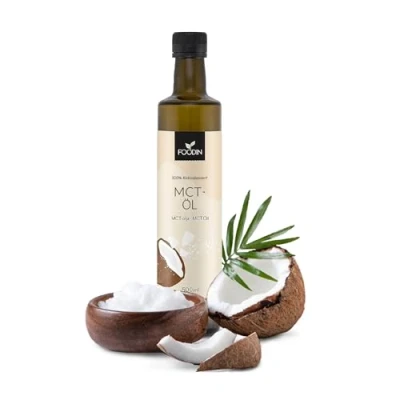Abbildung von FOODIN MCT Öl aus 100% Kokosöl, Mittelkettige Triglyceride (MCT) Oil, Hergestellt produzierter Kokosnuss, glutenfrei und vegan, 500 ml, Ideal für Ketogene Ernährung