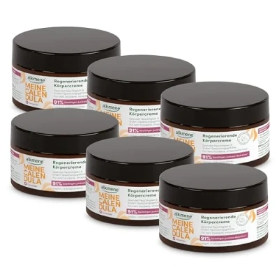 Abbildung von alkmene 6x Regenerierende Calendula Creme für strapazierte &amp; trockene Haut 200 ml Vegane Hautcreme lindert Juckreiz
