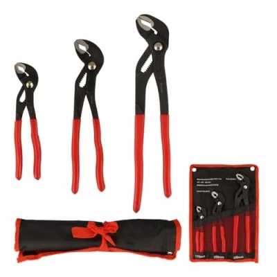Abbildung von BOOMET Wasserpumpenzange Wasserpumpenzangen Set mit Einstellknopf, 3 tlg., Rohrzange Klempnerzange Greifzange Zangenschlüssel