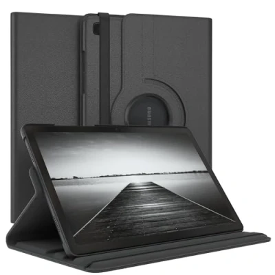 Abbildung von EAZY Case Tablet Hülle für Samsung Galaxy Tab A7 Schutzhülle 10.4 Zoll Smart Cover Rotationcase zum Aufstellen Klapphülle 360 drehbar mit Standfunktion Tasche Kunstleder Schwarz