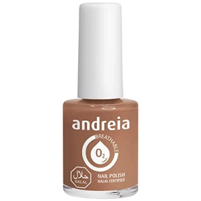 Abbildung von Andreia Nagellack Halal Atmungsaktiv Luft Wasser Durchlässig Ungiftig Farbintensiv Naturkosmetik Farbe B18 Grau Akt und Braun 10.5 ml