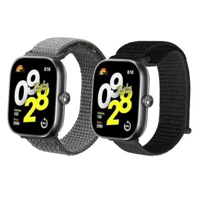 Abbildung von kwmobile 2x Sportarmband kompatibel mit Xiaomi Redmi Watch 4 / Band 8 Pro Armband Sport Ersatzarmband Set aus Nylon für Fitnesstracker Schwarz Dunkelgrau