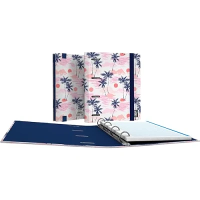 Abbildung von Grafoplás Ordner A5 mit gestanzten Ringen Sunset Bits&amp;Bobs Nachfüllung 90 Blatt kariert, 5 x farbiger Rand, ergonomischer gebogener Rücken 4 runde Ringe 25 mm schönes Papier