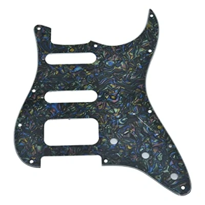 Abbildung von KAISH 11 Löcher Modern Strat HSS Pickguard 3 Schrauben Runde Ecke Humbucking Tonabnehmer Montage passend für American Fender Abalone Pearl