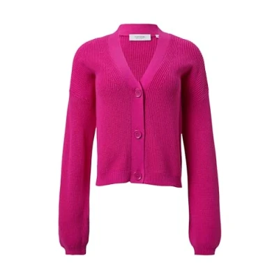 Abbildung von comma casual identity Strukturierter MIT ÜBERSCHNITTENEN Schultern Strickjacke, Damen, Größe: 34, Himbeere
