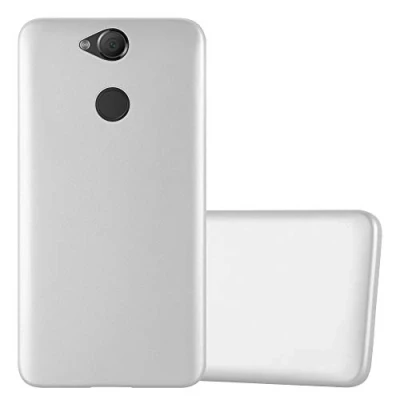 Abbildung von Cadorabo Hülle kompatibel mit Sony Xperia XA2 Schutzhülle TPU Silikon Case Metallic Design Slim Kratzfest Weiche Gummi Rundumschutz für in Silber