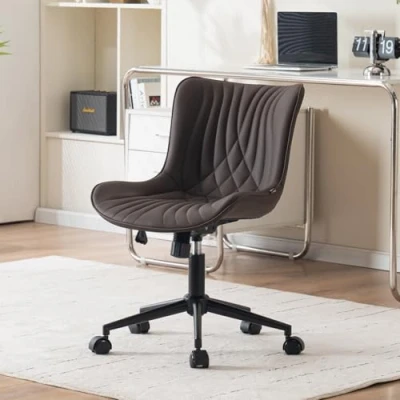 Abbildung von YOUTASTE Bürostuhl Ergonomischer Schreibtischstuhl im Fischschwanz Design, Höhenverstellbarer und Wippfunktion Computerstuhl, Drehstuhl mit Rollen &amp; Rückenlehne, Braun