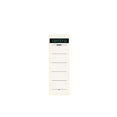 Abbildung von Centra Rückenschild selbstklebend für Standard Ordner mit 75 mm Rückenbreite, 10 Stück, Kurzes und breites Format, 61 x 192 mm, weiß, 521114