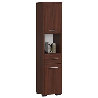 Abbildung von AKORD Badezimmer Hochschrank schränke kommode 2D1SZ1WN, B30 x H140 T30 cm, Gewicht 25 kg 2 Ablagen mit Türen (je Oben und unten) 1 Schublade, offenes Fach als Hängeschrank