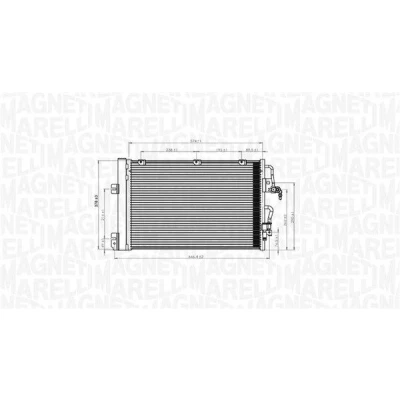 Abbildung von MAGNETI MARELLI 350203900000 Klimakondensator mit Trockner 574x378x16 378 574 16 OPEL: Zafira B, Astra H Caravan, Schrägheck