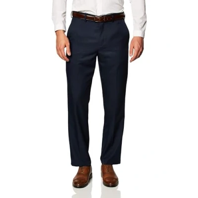 Abbildung von Amazon Essentials Herren Flatfront Anzughose mit Erweiterbarem Bund, Klassisch Geschnitten, Marineblau, 36W / 33L