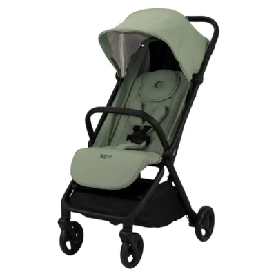 Abbildung von Novi Baby® Sunny Smart Buggy Limited Edition, von Geburt bis 22 kg, Zusammenklappen mit einer Hand, Liegeposition, großes Verdeck Fenster, Räder gedämpft, geräumige Sitz (Grün)