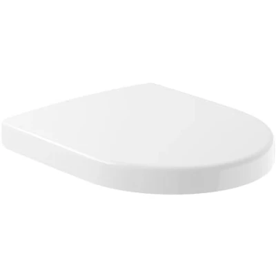 Abbildung von Villeroy &amp; Boch Architectura WC Sitz, abnehmbarer Toilettensitz mit Absenkautomatik, aus bruchsicherem Duroplast, Original Ersatzteil, passend zu compact, D Form, Weiß Alpin, glänzend