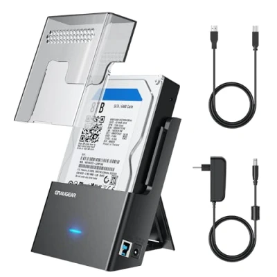 Abbildung von GRAUGEAR Festplatten Docking Station, Festplattengehäuse, USB3.0 USB A &amp; C, für 2,5/3,5 Zoll SATA HDD/SSD, UASP Unterstützung, Werkzeuglos