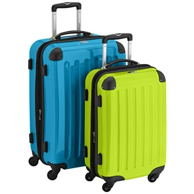 Abbildung von HAUPTSTADTKOFFER Alex 2er Koffer Set Hartschale glänzend, 65 cm + 55 cm, 74 Liter 42 Liter, Cyanblau Apfelgruen
