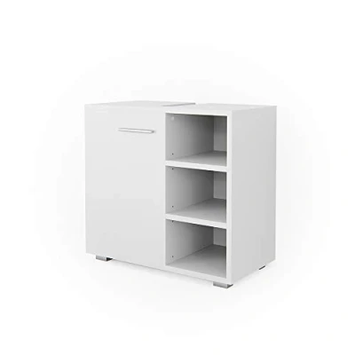 Abbildung von Vicco Waschbeckenunterschrank Perry, Weiß, 60 x 55.6 cm höhenverstellbare Einlegeböden