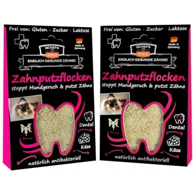 Abbildung von QCHEFS ZAHNPUTZFLOCKEN Katze Zahnpflege zum Lecken von Schleckmatte mit Nassfutter, Lachsöl, Katzenmilch, Malz Paste, Katzenfutter oder Leckerli (2er Pack)