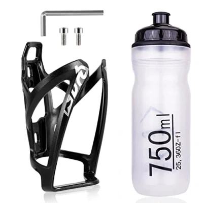 Abbildung von Fahrrad Flaschenhalter Set, Leichter Mountainbike mit Flaschen Universal Wasserflasche Käfig Halterungen 750ML BPA freier Sport für Outdoor Radfahren