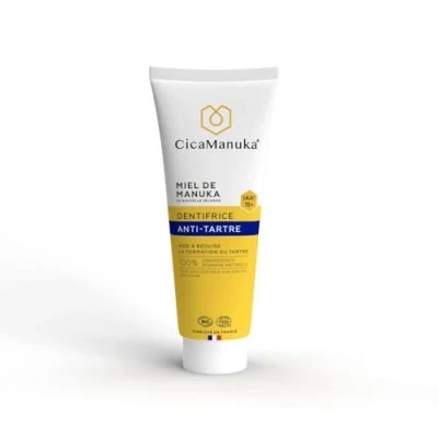 Abbildung von CicaManuka Zahnpasta gegen Zahnstein mit Manuka Honig IAA15+, reduziert die Bildung von Zahnstein, Bio zertifiziert, 75 ml