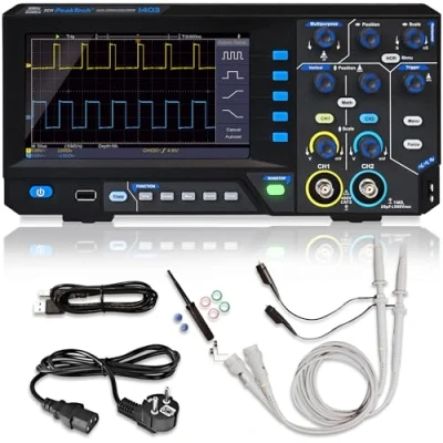 Abbildung von PeakTech 1403 Digital Oszilloskop 2 Kanal [3 Jahre Garantie] 50 MHz, 500MS/s, USB Schnittstelle, PC Software, P Oscilloscope, Schwarz, Oszilloskop, Multimeter
