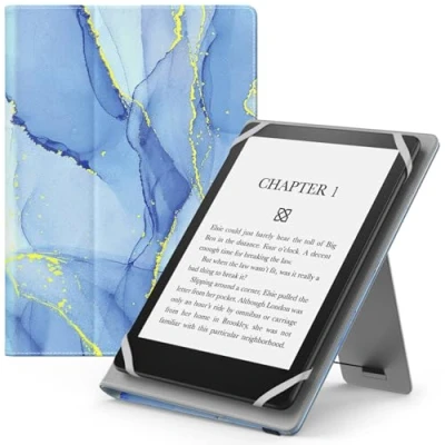 Abbildung von MoKo Hülle Kompatibel mit 6 7“ Tablet, Slim PU Tablet Schutzhülle Auto Schlaf/Aufwach Handschlaufe für Null