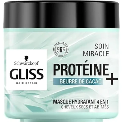 Abbildung von Schwarzkopf Gliss feuchtigkeitsspendende 4 in 1 Pflegemaske trockenes und geschädigtes Haar Haarpflege 96% Inhaltsstoffe natürlichen Ursprungs 400 ml