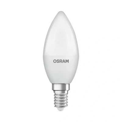Abbildung von OSRAM LED Superstar Classic Lampe in B Kolbenform mit drei Lichtszenen Relax, Active, Sleep. Aus gefrostetem Kunststoff, 4.9W, E14 Fassung, Farbtemperatur 2700 4000 K, steuerbar über Wandschalter.