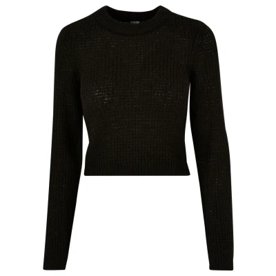 Abbildung von Urban Classics Short Waffle Strickpullover, Damen, Größe: XS, Black