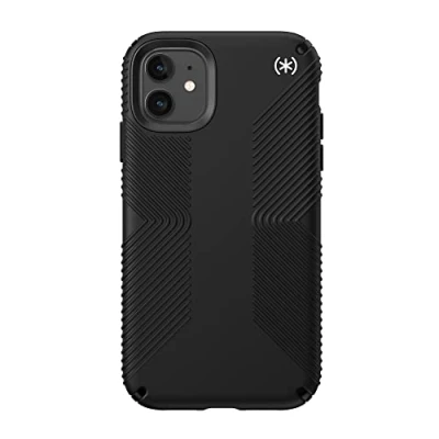 Abbildung von Speck Products Presidio2 Grip Case, kompatibel mit iPhone 11 &amp; XR, Polycarbonat, Kratzfest, Schwarz/Schwarz/Weiß