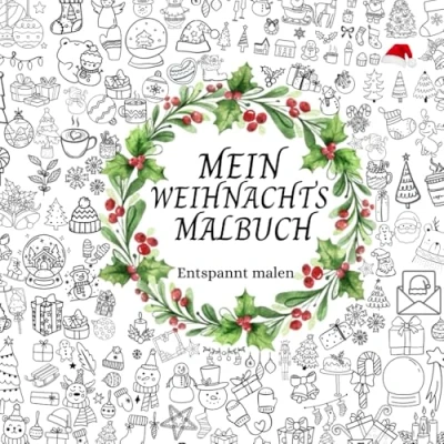 Abbildung von Mein Weihnachtsmalbuch: Entspannt malen 60 einfache Designs für Erwachsene und Kinder