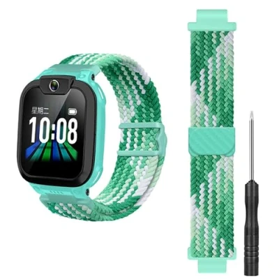 Abbildung von GIOPUEY Armband Kompatibel mit imoo Watch Phone Z7/Z6, Geflochtenes Nylon [Unisex] elastisch Ersatzarmband Green