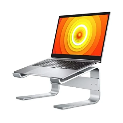 Abbildung von Soqool Laptop Ständer, Ergonomisch Halterung für 10 17 Zoll, Aluminium Stand Schreibtisch, kompatibel mit MacBook Air/Pro, Lenovo, Huawei, Acer, Dell, HP Silver