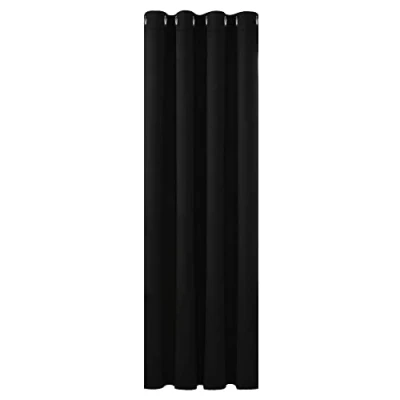 Abbildung von Deconovo Blickdichte Gardinen Ösenvorhang Blickdicht Vorhang Verdunkelung Dicke Thermogardine Kälteschutz warm Hitzeschutz, 160x132 cm(HöhexBreite), Schwarz, 1 Stück