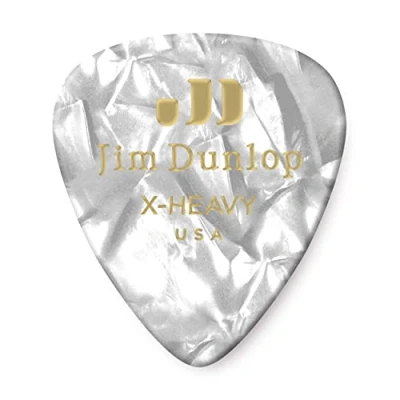 Abbildung von JIM DUNLOP Plektrum Genuine Celluloid Classic, 12 Stück, Perlweiß, extra Stark