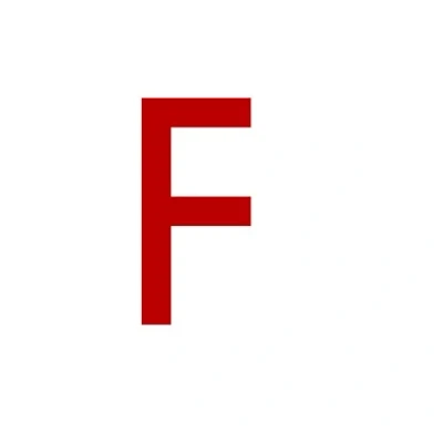 Abbildung von Buchstaben Aufkleber, wetterfest, einzelner Buchstabe F, rot, 10 cm (100mm) großgeschrieben
