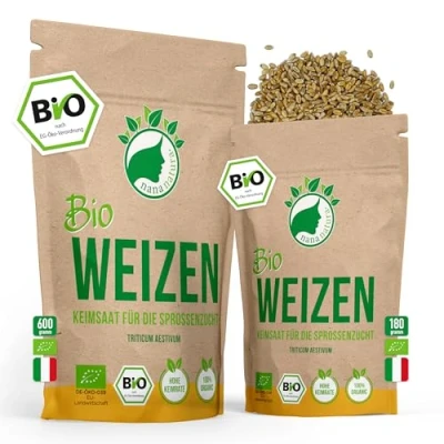 Abbildung von NanaNatura&#039;s Bio Weizen Sprossen Samen 180g Keimfähige Weizensamen zur Sprossenzucht Microgreens fürs Sprossenglas geprüft &amp; abgefüllt in Deutschland