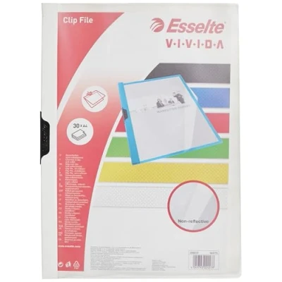 Abbildung von Esselte Vivida Klemmmappe CLIP FILE Dosier für 30 Blatt, Kunststoff, flexibel, A4, weiß