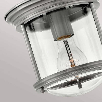 Abbildung von Elstead Lighting QN Hadrian MINI F AN CLEAR QUINTIESSE Deckenleuchte E27 1x40W IP44 Stahl Nickel antik, Glas klar H:18.5cm Ø19.6cm dimmbar