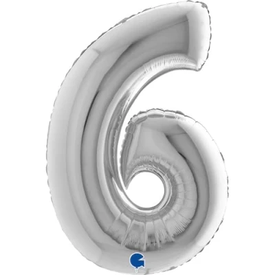 Abbildung von XXL Riesen Zahlen Folienballon 102 cm (40&quot;) Farbauswahl Perfekte Deko für Geburtstage, Jubiläen &amp; Feiern Happy Birthday Party Highlight Helium und Luft! Wiederverwendbar! (Silber, 6)
