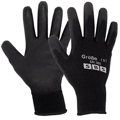 Abbildung von 12 Paar SBS Nylonhandschuhe Größe 9 Bauhandschuhe Arbeitshandschuhe Schutzhandschuhe Montagehandschuhe
