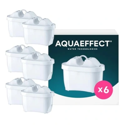 Abbildung von Aquaeffect Kalk und Wasserfilter MAX+ Wasserfilter, Pack 6, Zubehör für BRITA MAXTRA, Pro Series, MAXTRA+ TM*, BWT, Philips, Wessper, Reduziert Chlor, Phenol, Pestizide, Benzol, Schwermetalle, Medikamente