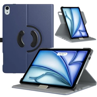 Abbildung von TiMOVO drehbare Hülle für iPad Air 6. Generation 11 Zoll M2 2024/iPad 5. Gen. 2022/iPad 4.Gen. 2020 10,9 Zoll,um 90 Grad Schutzhülle mit Standfunktion 6 Hülle, Marineblau